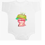 Pig with Birthday Cake Hat - Birthdays / Retirement / Age Baby Onesie