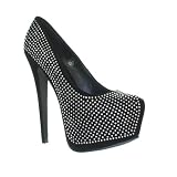 Womens High Heel Platform Silver Embellished Shoe