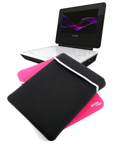 Black & Pink Water Resistant Portable DVD Player Case For Toshiba SDP74SWB, SDP94SKB