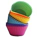 Hulless Reusable Silicone Baking Cups - Set of 12 Nonstick Cupcake Liners in 6 Vibrant Colors