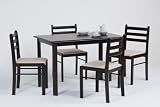 Produkt-Bild: Esstischgruppe mit 4 St&uuml;hlen - Massivholz Rubberwood - wengefarbig
