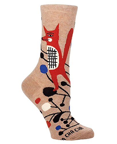 BlueQ Fox Dancing Cha Cha Cha Socks, Tan, One Size