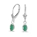 14K White Gold Oval Emerald Bezel Lever-back Earrings (.90ct tgw)
