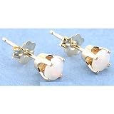 Birthstone Opal Earrings 4mm October 14k Gold