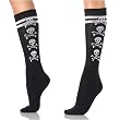 5581 Acrylic Striped Woven Skull Knee Highs, Black/White, One Size