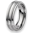 Ridged Edge Grooved Brushed and Polished Tungsten Carbide Ring (7.0 mm) - Sizes 7-13