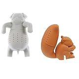 Emours Cute Dog Pug Squirrel Silicone Tea Infuser Silicone Tea Filters, 2 Pack