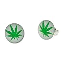Stainless Steel Fake Plug Earrings - 16g Wire - 00G - Green Marijuana