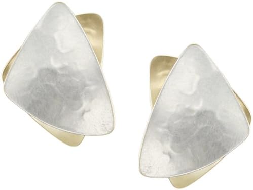 Marjorie Baer Stacked Triangle Clip Earring in Brass and Silver