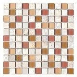 Stone Travertine and Glass Mosaic Henna Matte