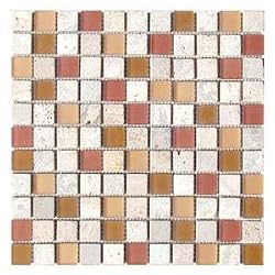 Stone Travertine and Glass Mosaic Henna Matte