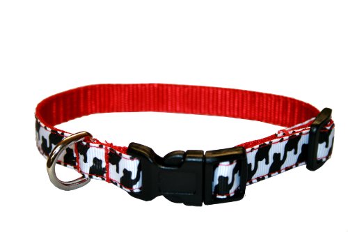 Xsmall Black/White Houndstooth Dog Collar: 1/2