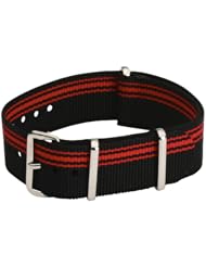 20mm Classic SS Nylon Striped Ducatti Red - Easily Interchangeable Replacement Military Watch Band / Strap - Fits All Watches!!!