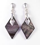 Original Sterling Silver 925 Grey Pearl Diamond Shaped Hanging Earrings 40 Mm Long. Designed And Hand Finished In France. Matching Pendant Available.