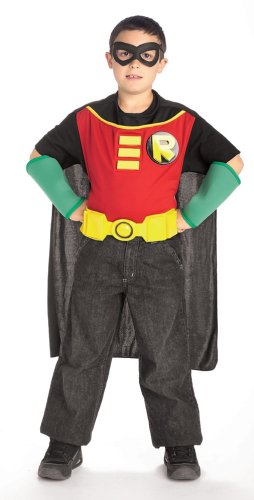  : Dress Up DC Comics Superheroes Robin 3-D Action Costume Suit Set, Child Size 8 to 10