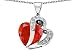 Original Star K(tm) Heart Shape 12mm Simulated Mexican Fire Opal Pendant in .925 Sterling Silver