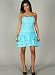 Strapless Wrinkle Finish Rosette Formal for Bridesmaid Formal Prom
