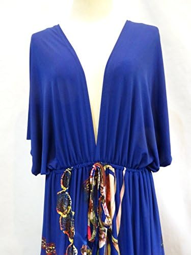 The Sisters Women Blue Pink Red Floral print VNeck Long Kimono Pregnant Dress Plus Size 2X 3X 4X 18 20 22 24