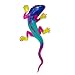 Metal Iguana with Straight Tail Hand Painted in Haiti, 8 Inch