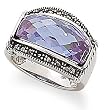 Domed Lavender CZ and Marcasite Ring