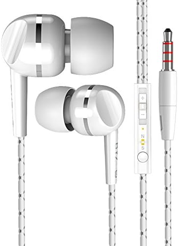 Beslot Stereo Wired Headset Headphone Earphone Earbud with Remote Controller &amp; Microphone , Earbuds with Mic, Noise Isolation Stereo Earphones In-ear Headphones with In-line MIC (A3-White)
