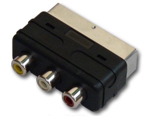 RCA to SCART Adapter - 3x Composite RCA Phono Socket to SCART Plug (11 Pin Scart Input Only) - Connect TV to PS2, Wii, Xbox, PlayStation, Gamecube, NES, SNES, DVD & VHS Player and More!