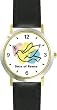 Pastel Dove of Peace Christian or Jewish Theme - WATCHBUDDY&reg; DELUXE TWO-TONE THEME WATCH - Arabic Numbers - Black Leather Strap-Size-Large ( Men's Size or Jumbo Women's Size )