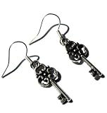 Antique Finish Key Earrings in Silver on 925 Sterling Silver Earwires 1