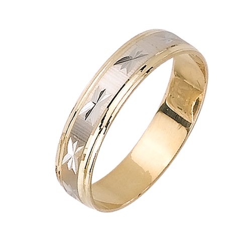 Beverly Diamonds White-and-yellow-gold MENS 14K 2-TONE WEDDING BAND RING