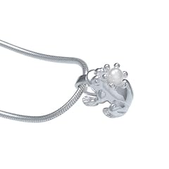 VINANI Anh�nger Frosch Perle auf Krone Koenig mit Kette 42 cm Sterling Silber 925 AFK42
