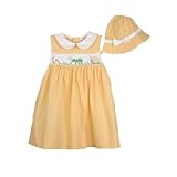 Petit Ami Infant Girls Grasshopper Smocked Dress with Hat