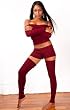 Red Wine Sexy Ballet Neck Top, Low Rise Boy Shorts & Thigh High Stretch Knit Leg Warmer Dance Outfit by KD dance, Fashionable, Durable & Sexy, Made In New York City USA