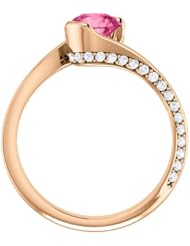10K Rose Gold 6.00mm Round Cut Pink Tourmaline and Diamond Ring -- LIFETIME WARRANTY