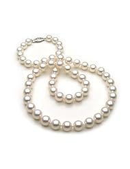18" AAA Akoya Cultured Pearl Necklace 7X7.5mm with 14K White Gold Clasp