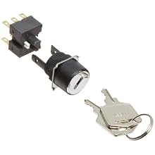 Omron A165K-T2ML-2 Key Type Selector and Switch, Solder Terminal, IP65 Oil Resistant, 16mm Mounting Aperture, 2 Notches, Manual Reset Method, Left Key Release Postion, Round,Double Pole Double Throw Contacts