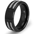 7.0mm Black Titanium Ring with Stainless Steel Cables (Sizes 7-12)