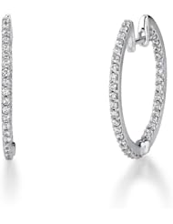14k White Gold 0.55 Ctw Diamond Hoop Earrings