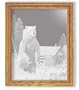 Decorative Framed Mirror Wall Decor With Grizzly Bear Etched Mirror - Grizzly Bear Decor - Unique Grizzly Bear Gift Ideas - Ready To Hang - 27'' w x 35'' h