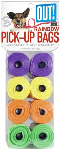 OUT! Rainbow Dog Waste Pick-Up Bags, 120-Pack