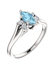 14K White Gold 8.00x4.00mm Marquise Cut Aquamarine and Diamond Ring -- LIFETIME WARRANTY