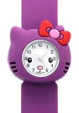 TimerMall Hello Kitty White Round Dial Purple Silicone Band Chirldren Watches