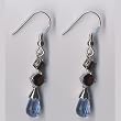 Brown Square and round CZ With Aqua Tear Drop Hanging Fishwire Earring