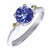 1.00 Ct Tanzanite & Canary Diamond .925 Silver Ring 6Mm
