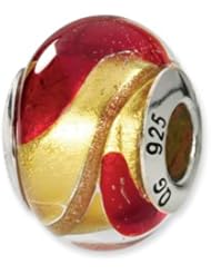 Yellow, Gold and Red Mist Murano Glass Charm for 3mm Charm Bracelets