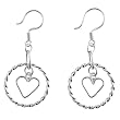 Sterling Silver Circled Heart Dangle Earrings