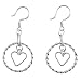 EXP Sterling Silver Circled Heart Dangle Earrings