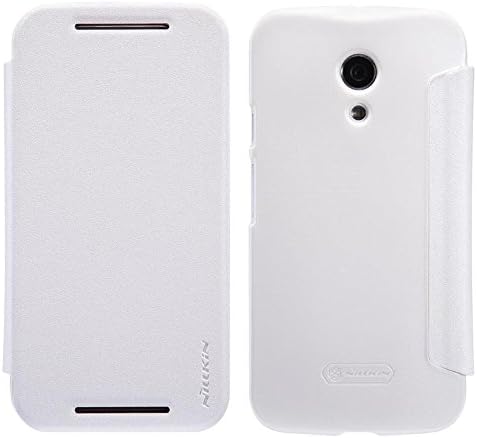 Ebestsale NILLKIN(TM) Sparkle Series PU Leather Folio Case Cover with Smart Wake up/Sleep Function for Moto G2 G 2 Forte(2nd Generation), white