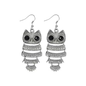 Trendy Silver Owl Motif Earrings For Women