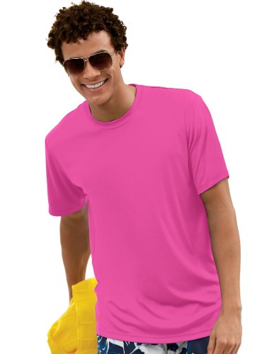 Hanes for Men's wicks moisture Cool Dri T-Shirt - WOW PINK - XXX-Large