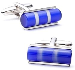 Blue Catseye Tube Cufflinks